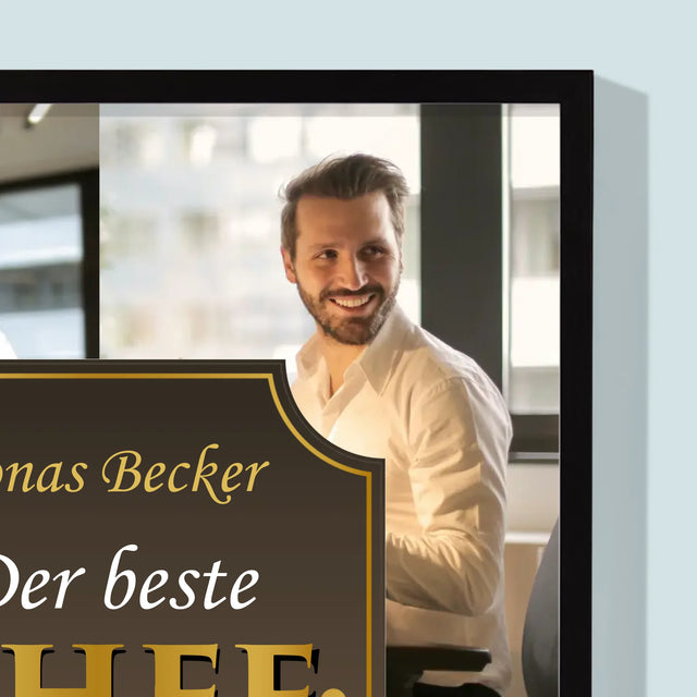 Fotocollage: Der Beste Chef Der Welt  - Druck Mit Rahmen 30X40