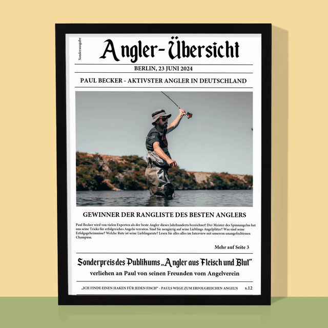 Foto Und Unterschrift: Angler- Übersicht - Druck Mit Rahmen 30X40