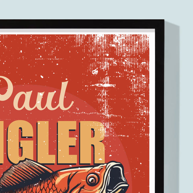 Name Und Unterschrift: Ein Angler Aus Fleisch Und Gräten - Druck Mit Rahmen 30X40