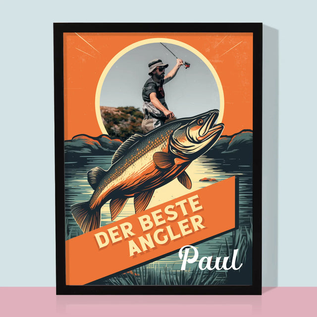 Foto Und Unterschrift: Der Beste Angler - Druck Mit Rahmen 30X40