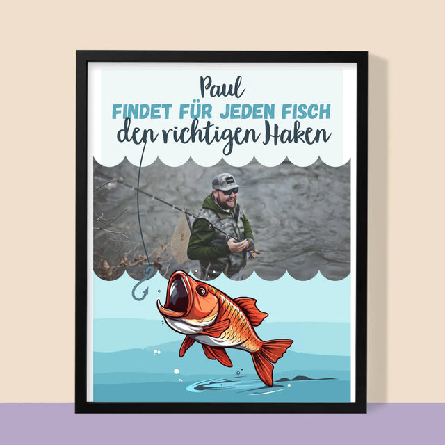 Foto Und Unterschrift: Den Haken Finden - Druck Mit Rahmen 30X40