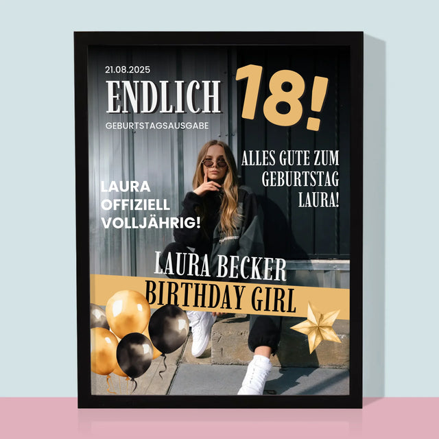 Magazin-Cover: Endlich 18 - Druck Mit Rahmen 30X40