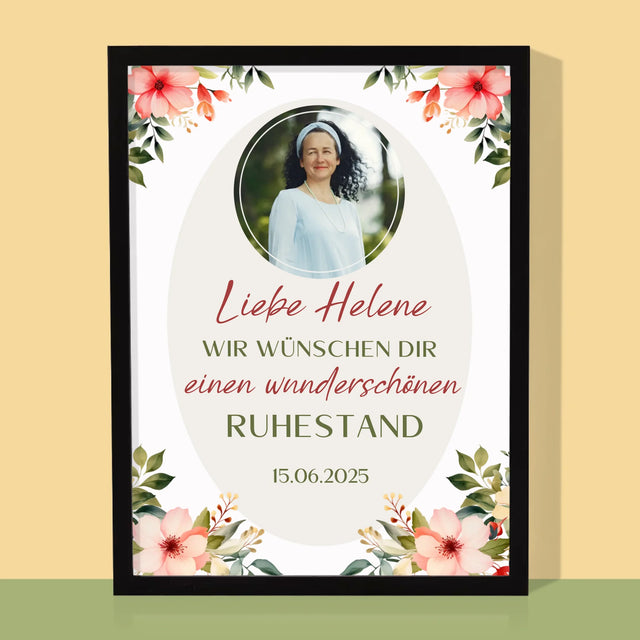 Foto Und Unterschrift: Wunderschönen Ruhestand  - Druck Mit Rahmen 30X40