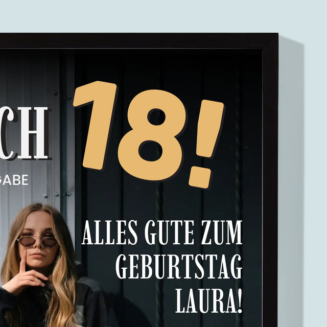 Magazin-Cover: Endlich 18 - Druck Mit Rahmen 30X40