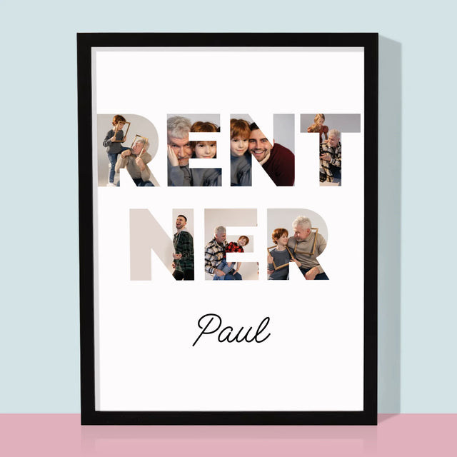 Buchstaben-Collage: Rentner - Druck Mit Rahmen 30X40