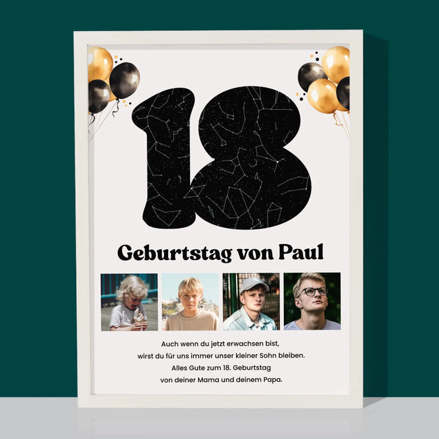 Sternkarte: 18. Geburtstag Des Stars-Mit Widmung  - Druck Mit Rahmen 30X40