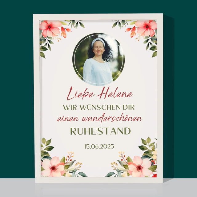 Foto Und Unterschrift: Wunderschönen Ruhestand  - Druck Mit Rahmen 30X40