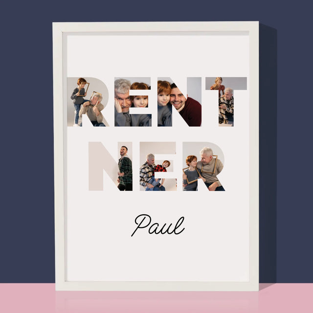 Buchstaben-Collage: Rentner - Druck Mit Rahmen 30X40