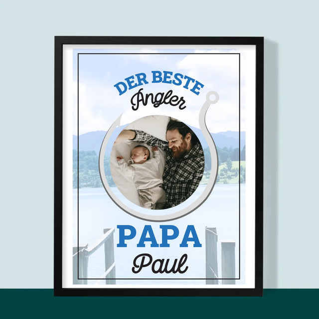 Foto Und Unterschrift: Bester Angel-Vater - Druck Mit Rahmen 30X40