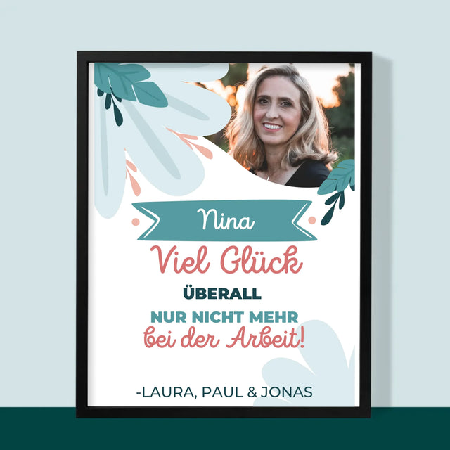 Foto Und Unterschrift: Viel Glück Bei Der Nicht-Arbeit - Druck Mit Rahmen 30X40