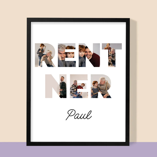 Buchstaben-Collage: Rentner - Druck Mit Rahmen 30X40