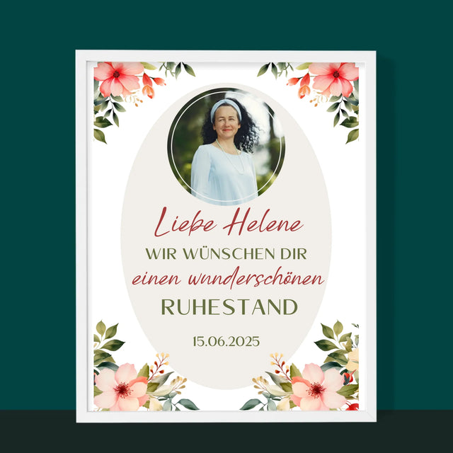 Foto Und Unterschrift: Wunderschönen Ruhestand  - Druck Mit Rahmen 30X40