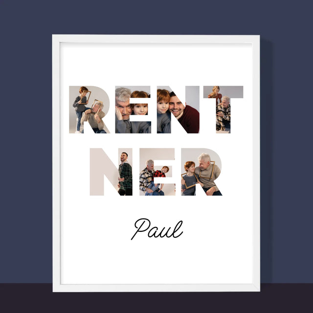 Buchstaben-Collage: Rentner - Druck Mit Rahmen 30X40