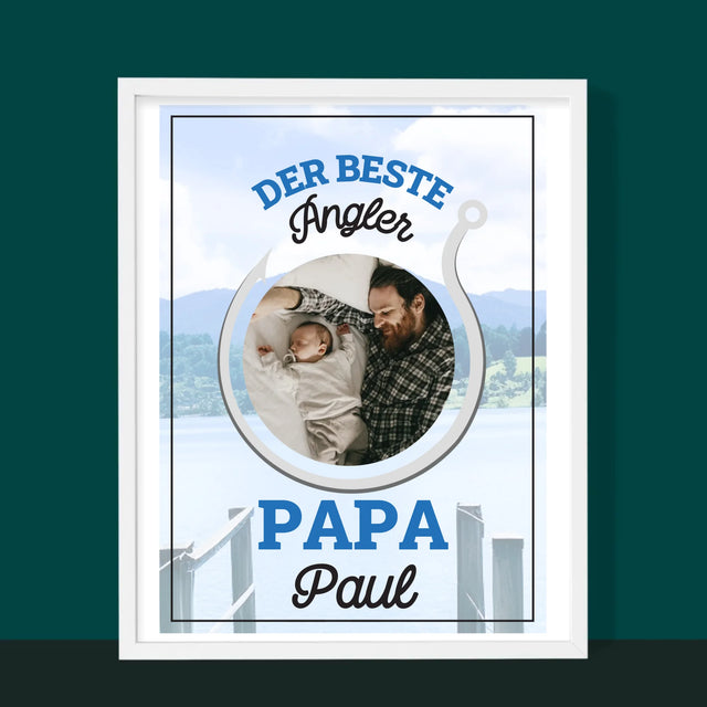 Foto Und Unterschrift: Bester Angel-Vater - Druck Mit Rahmen 30X40