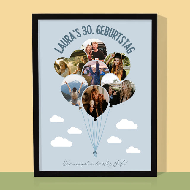 Form-Collage: Dreißig-Luftballons - Druck Mit Rahmen 30X40