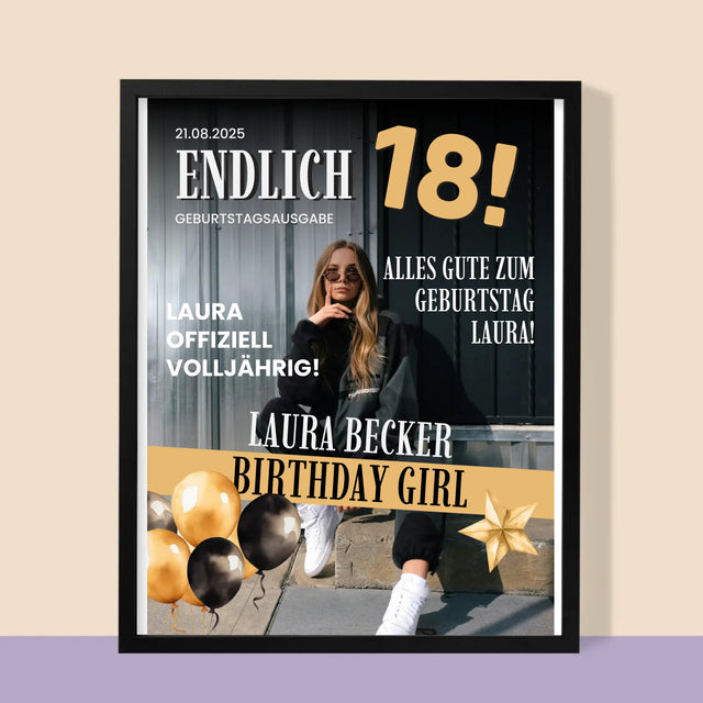 Magazin-Cover: Endlich 18 - Druck Mit Rahmen 30X40