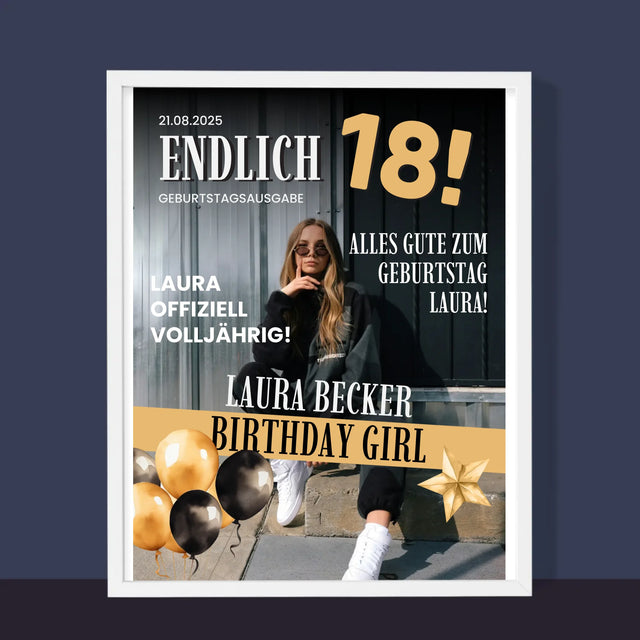 Magazin-Cover: Endlich 18 - Druck Mit Rahmen 30X40