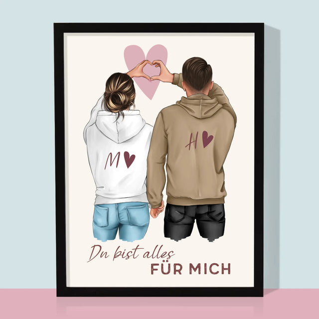 Avatar Creator: Paar Herz - Druck Mit Rahmen 30X40