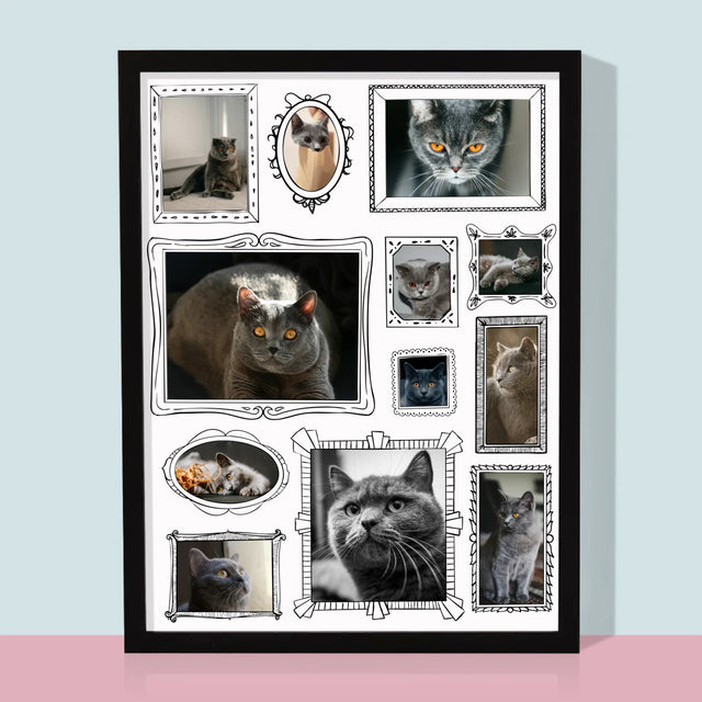 Fotocollage: Fotowand Mit Haustier - Druck Mit Rahmen 30X40