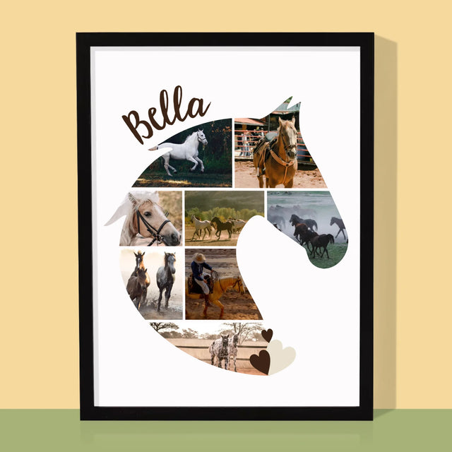 Form-Collage: Pferd - Druck Mit Rahmen 30X40
