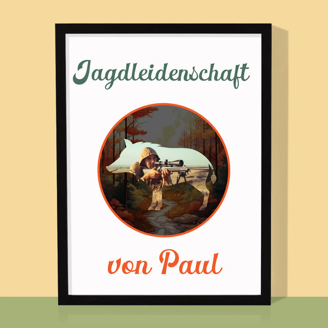 Foto Und Unterschrift: Jagdleidenschaft  - Druck Mit Rahmen 30X40