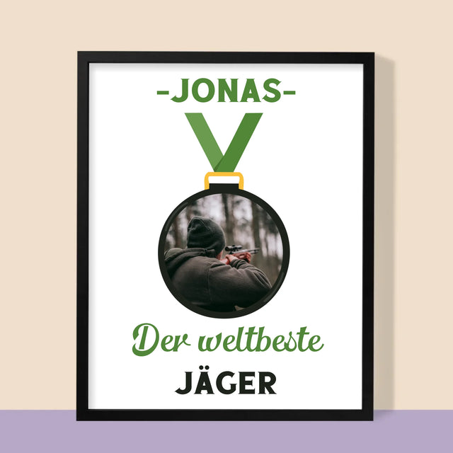 Foto Und Unterschrift: Der Weltbeste Jäger - Druck Mit Rahmen 30X40