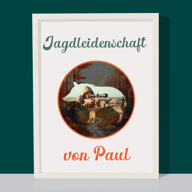 Foto Und Unterschrift: Jagdleidenschaft  - Druck Mit Rahmen 30X40