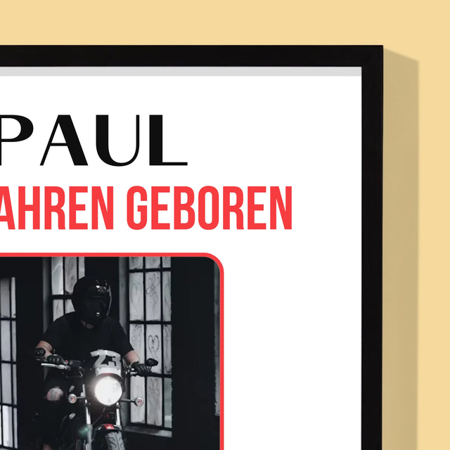 Foto Und Unterschrift: Zum Fahren Geboren - Druck Mit Rahmen 30X40