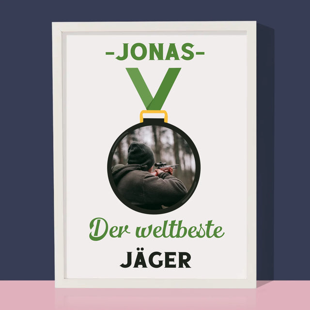 Foto Und Unterschrift: Der Weltbeste Jäger - Druck Mit Rahmen 30X40