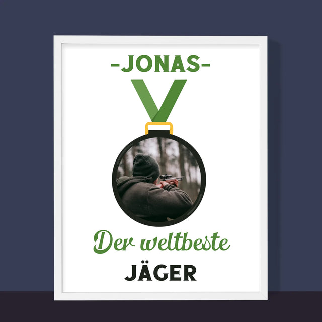 Foto Und Unterschrift: Der Weltbeste Jäger - Druck Mit Rahmen 30X40
