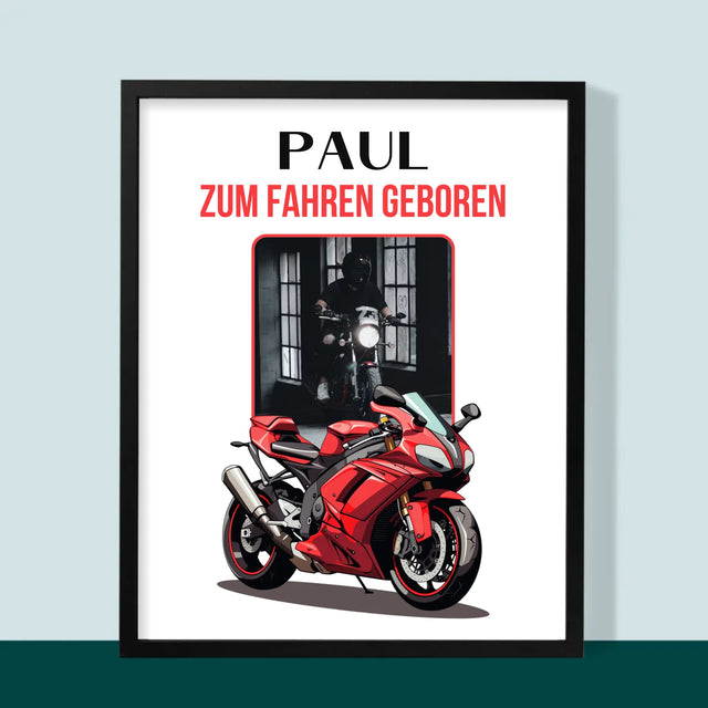 Foto Und Unterschrift: Zum Fahren Geboren - Druck Mit Rahmen 30X40