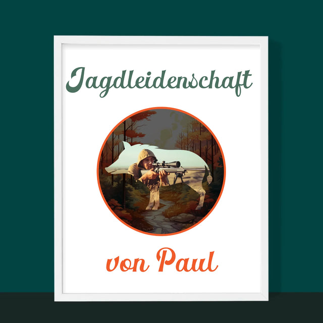 Foto Und Unterschrift: Jagdleidenschaft  - Druck Mit Rahmen 30X40