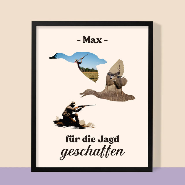 Form-Collage: Für Die Jagd Geschaffen - Druck Mit Rahmen 30X40