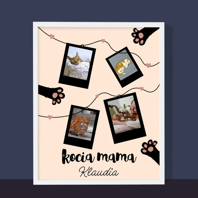 Fotocollage: Katzenmama-Polaroids - Druck Mit Rahmen 30X40