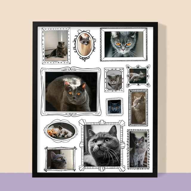 Fotocollage: Fotowand Mit Haustier - Druck Mit Rahmen 30X40