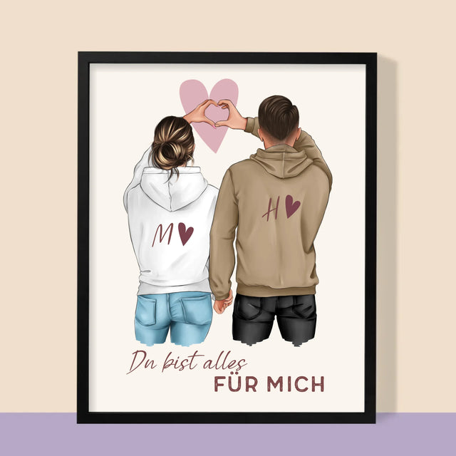 Avatar Creator: Paar Herz - Druck Mit Rahmen 30X40