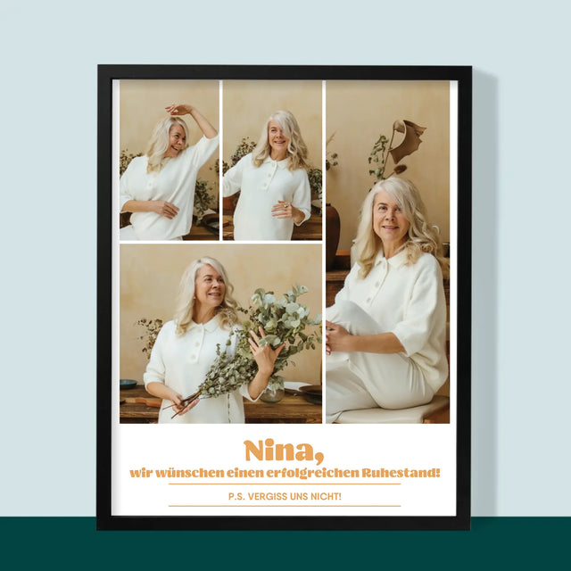 Fotocollage: Erfolgreicher Ruhestand - Druck Mit Rahmen 30X40