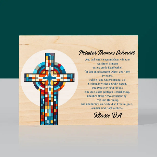 Name Und Unterschrift: Danksagung Kreuz - Druck Auf Holz