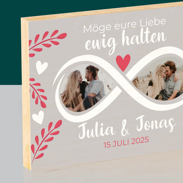 Fotocollage: Möge Eure Liebe Ewig Halten - Druck Auf Holz