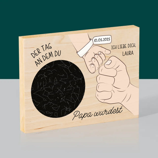 Sternkarte: Der Tag An Dem Du Papa Wurdest - Druck Auf Holz
