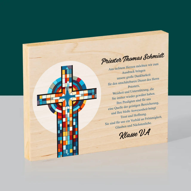 Name Und Unterschrift: Danksagung Kreuz - Druck Auf Holz