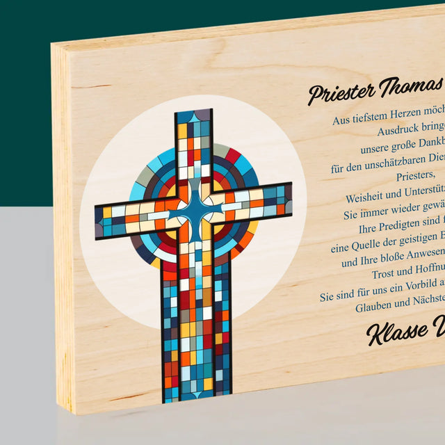 Name Und Unterschrift: Danksagung Kreuz - Druck Auf Holz