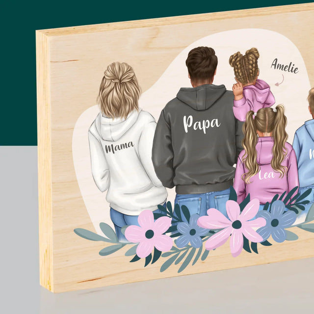 Avatar Creator: Familie Mit Kindern - Druck Auf Holz