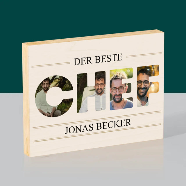Buchstaben-Collage: Bester Chef 2 - Druck Auf Holz