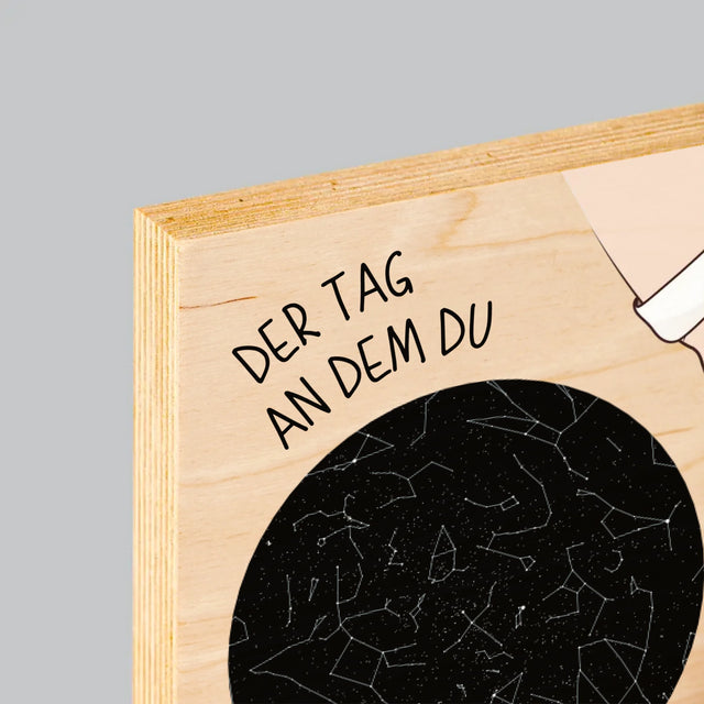 Sternkarte: Der Tag An Dem Du Papa Wurdest - Druck Auf Holz
