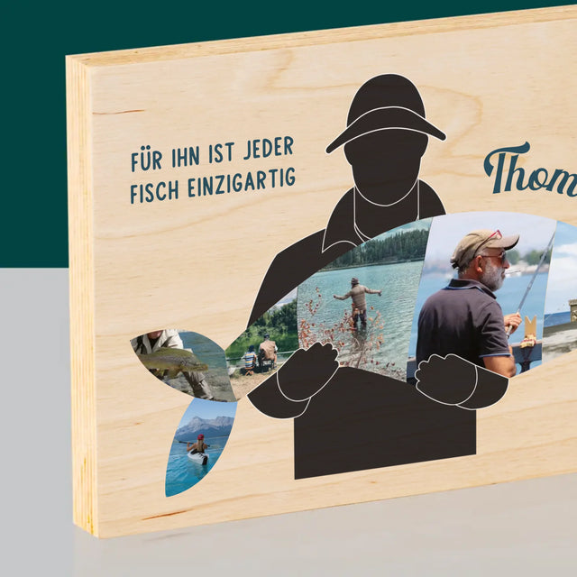 Form-Collage: Jeder Fisch - Druck Auf Holz
