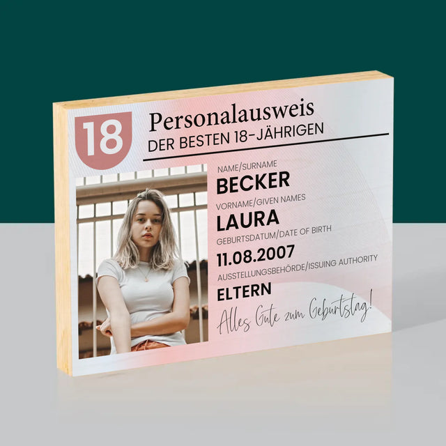 Foto Und Unterschrift: Personalausweis - Druck Auf Holz