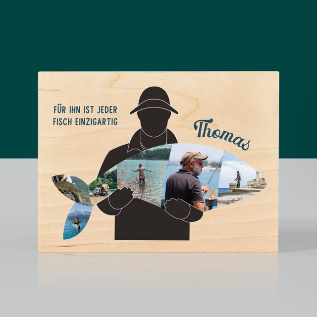 Form-Collage: Jeder Fisch - Druck Auf Holz