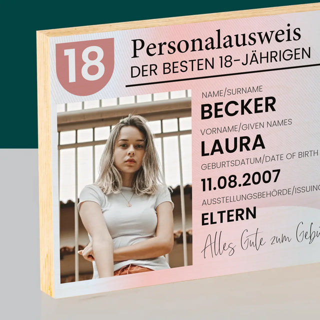 Foto Und Unterschrift: Personalausweis - Druck Auf Holz