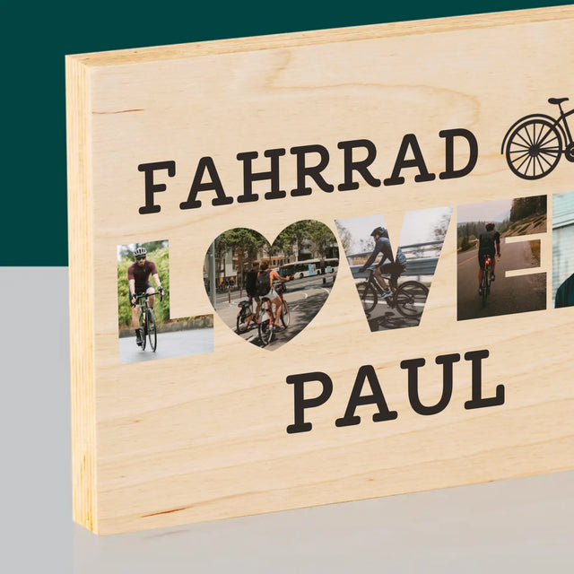 Buchstaben-Collage: Fahrradliebhaber - Druck Auf Holz